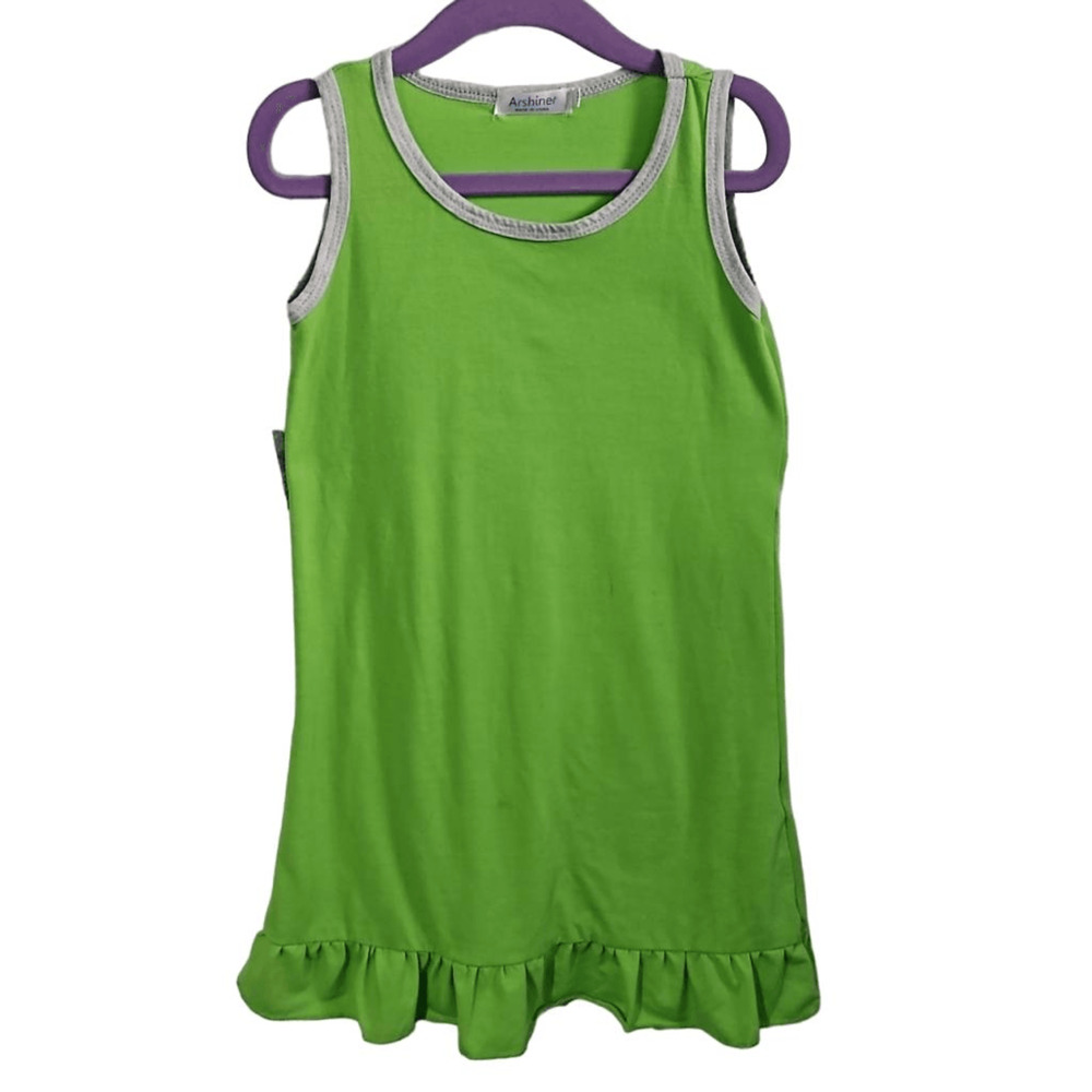 Arshiner Girls Size S Ruffle Bottom Tank Dress Lime Green Casual Basic